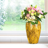 SOGA 30x19cm Yellow Medium Ceramic Flower Vase Elegant Living Room Home Decor