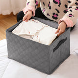 SOGA Large Grey Non-Woven Diamond Quilt Grid Fabric Storage / Organizer Box