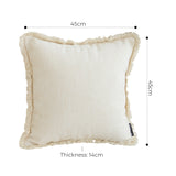 SOGA 2X 45cm Throw Pillow White Chenille Textured with Tassels Stylish Square Cozy Home Decor