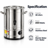 SOGA 48L Stainless Steel URN Commercial Water Boiler 2800W