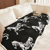 SOGA Three-Seater Black Horse Print 90x210cm Throw Blanket Sofa Cover
