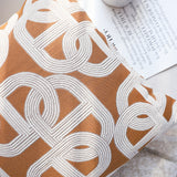 SOGA 2X 50cm Artistic Camel Brown White Geometric Pattern Throw Pillow