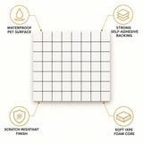 SOGA Peel & Stick Floor and Wall Tiles 30 x 30cm 10 Pack White Grid Tile Look