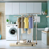 SOGA 2X 120cm Stainless Steel Floor-Standing Clothes Rack - Durable and Space-Saving Laundry Organizer