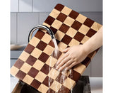 SOGA 40cm Premium Checkered Pattern Wooden Multi-Wood Cutting Board