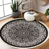 SOGA 120cm Mandala Modern Ethnic Tassel Print Anti-slip Doormat Home Decor