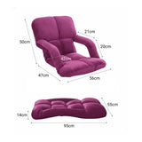 SOGA 2X Foldable Lounge Cushion Adjustable Floor Lazy Recliner Chair with Armrest - Magenta