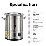 SOGA 2X 21L Stainless Steel URN Commercial Water Boiler  2800W