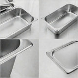 SOGA 4X Gastronorm GN Pan Full Size 1/3 GN Pan 20cm Deep Stainless Steel Tray