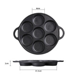 SOGA 2X 31.5cm Cast Iron Takoyaki Fry Pan Octopus Balls Maker 7 Hole Cavities Grill Mold