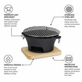 SOGA 2X Medium Cast Iron Round Stove Charcoal Table Net Grill Japanese Style BBQ Picnic Camping with Wooden Board