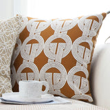 SOGA 50cm Throw Pillow Brown Circular Chain Jacquard  Decorative Square for Home Decor
