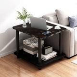 SOGA 2X 70cm Black Stone-Patterned Round Side Tables – Modern Design with Black Metal Legs