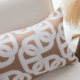 SOGA 2X 35cm Artistic Camel Brown White Geometric Pattern Throw Pillow