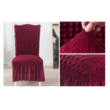 SOGA Burgundy Chair Cover Seat Protector with Ruffle Skirt Stretch Slipcover Wedding Party Home Decor