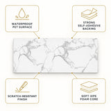 SOGA Peel & Stick Floor and Wall Tiles 30 x 60cm 10 Pack White Grey Faux Marble