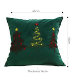 SOGA 2X 45cm Throw Pillow Green Three Embroidered Christmas Trees for Festive Holiday Square Cushion Home Decor