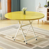 SOGA Yellow Dining Table Portable Round Surface Space Saving Folding Desk Home Decor