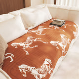 SOGA Three-Seater Orange Horse Print 90x210cm Throw Blanket Sofa Cover