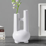 SOGA 2X Ornament Modern Geometric Vase Minimalist Double Tube Abstract Sculpture for Home Décor