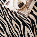 SOGA 130x170cm Throw Blanket Black and White Soft Zebra Print Half Fleece Casual Stylish Cozy