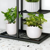 SOGA 5 Tier 6 Pots Black Metal Plant Stand Flowerpot Display Shelf Rack Indoor Home Office Decor