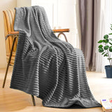 SOGA GreyThrow Blanket Warm Cozy Striped Pattern Thin Flannel Coverlet Fleece Bed Sofa Comforter