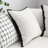 SOGA 2X 50cm Classic Natural Linen Black Piped Edge Decorative Throw Pillow