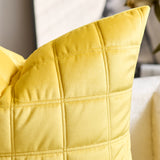 SOGA 50cm Yellow Quilted Grid Pattern Decorative Throw Pillow