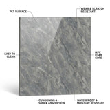 SOGA Peel & Stick Floor and Wall Tiles 60 x 60cm 10 Pack Grey Faux Marble