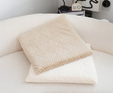 SOGA 2X Beige Chevron Square Cushion Soft Leaning Plush Backrest Throw Seat Pillow