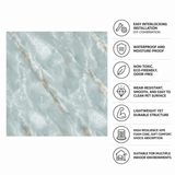 SOGA Peel & Stick Floor and Wall Tiles 30 x 30cm 10 Pack Jade Faux Marble
