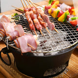 SOGA Large Cast Iron Round Stove Charcoal Table Net Grill Japanese Style BBQ Picnic Camping with Wooden Board