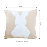 SOGA 45cm Throw Pillow Light Tan Square Cushion with Soft White Rabbit Design Decorative Home Decor