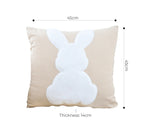 SOGA 2X 45cm Throw Pillow Light Tan Square Cushion with Soft White Rabbit Design Decorative Home Decor