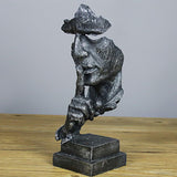 SOGA 31cm Shush Face Resin Sculpture – Silent Abstract Decor