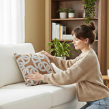 SOGA 2X 50cm Artistic Camel Brown White Geometric Pattern Throw Pillow