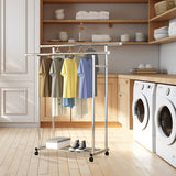 SOGA 2X 120cm Stainless Steel Floor-Standing Clothes Rack - Durable and Space-Saving Laundry Organizer