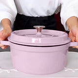 SOGA 2X 26cm Pink Cast Iron Ceramic Stewpot Casserole Stew Cooking Pot With Lid