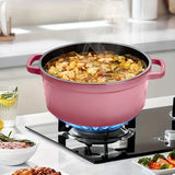 SOGA Cast Iron Enamel Porcelain Stewpot Casserole Stew Cooking Pot With Lid 2.7L Pink 22cm