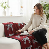 SOGA 2X Wine red Zebra Print Throw Blanket 130x180cm Acrylic