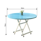 SOGA 2X  Blue Dining Table Portable Round Surface Space Saving Folding Desk Home Decor