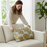 SOGA 2X 35cm Vintage Olive Green White Horse Pattern Throw Pillow