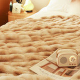 SOGA 2X 150x200cm Throw Blanket Camel Brown Double Layer Rabbit Fur Cozy Comfort with Stylish Decor