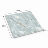 SOGA Peel & Stick Floor and Wall Tiles 30 x 30cm 10 Pack Jade Faux Marble