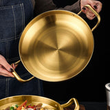 SOGA 28cm Dry Pot Gold Plated 202 Material Stainless Steel and Kitchen Essential