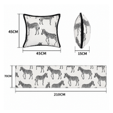 SOGA 1.5m Bed Light Luxury Zebra Vintage Bed Scarf Runner Bedding Tail Pad Flag For Home Hotel Set of 3