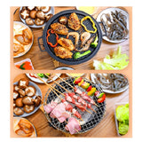 SOGA 2X Large Cast Iron Round Stove Charcoal Table Net Grill Japanese Style BBQ Picnic Camping with Wooden Board