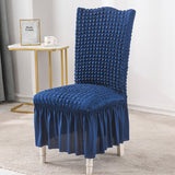 SOGA 2X Blue Chair Cover Seat Protector with Ruffle Skirt Stretch Slipcover Wedding Party Home Decor