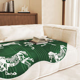 SOGA Three-Seater Green Horse Print 90x210cm Throw Blanket Sofa Cover